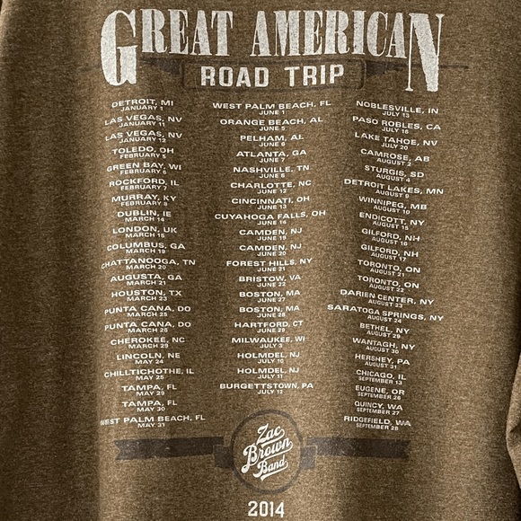 Vintage Concert T-shirt Zac Brown 2014 Great American Road Trip Concert Tour T - Picture 8 of 10